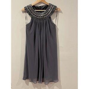 JS Boutique Chiffon Dress Womens Size 2 Gray Beaded Sequin Party Formal Prom